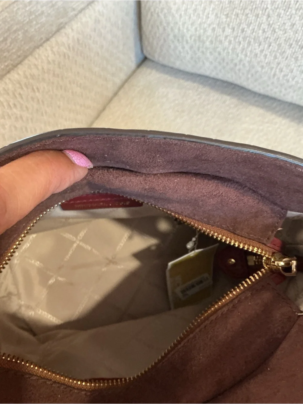 NWT Michael Kors Bea Medium Croc-Embossed Leather Bucket Bag - Burgundy